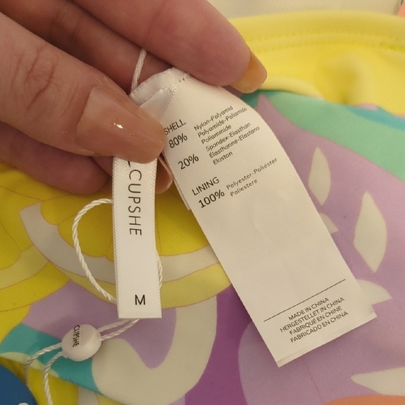 Cupshe multicolor citrus belted high leg cheeky square neck one piece swimsuit - Picture 8 of 9